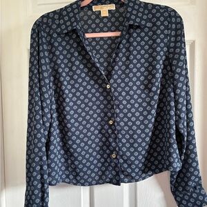 Michael Kors Navy and Light Blue Geometric Button-Down Shirt